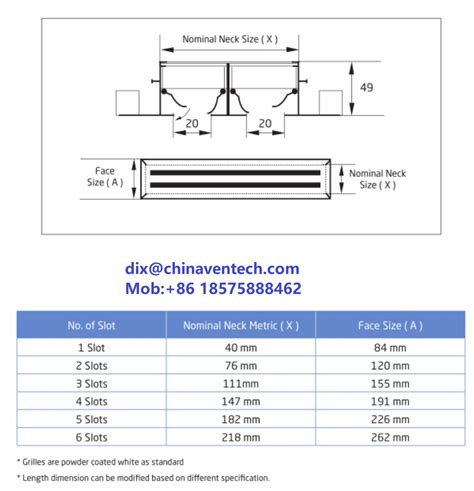 linear diffuser sizes